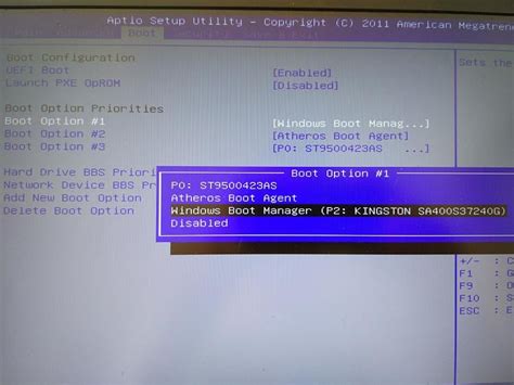 cloned ssd reboot and select proper boot device